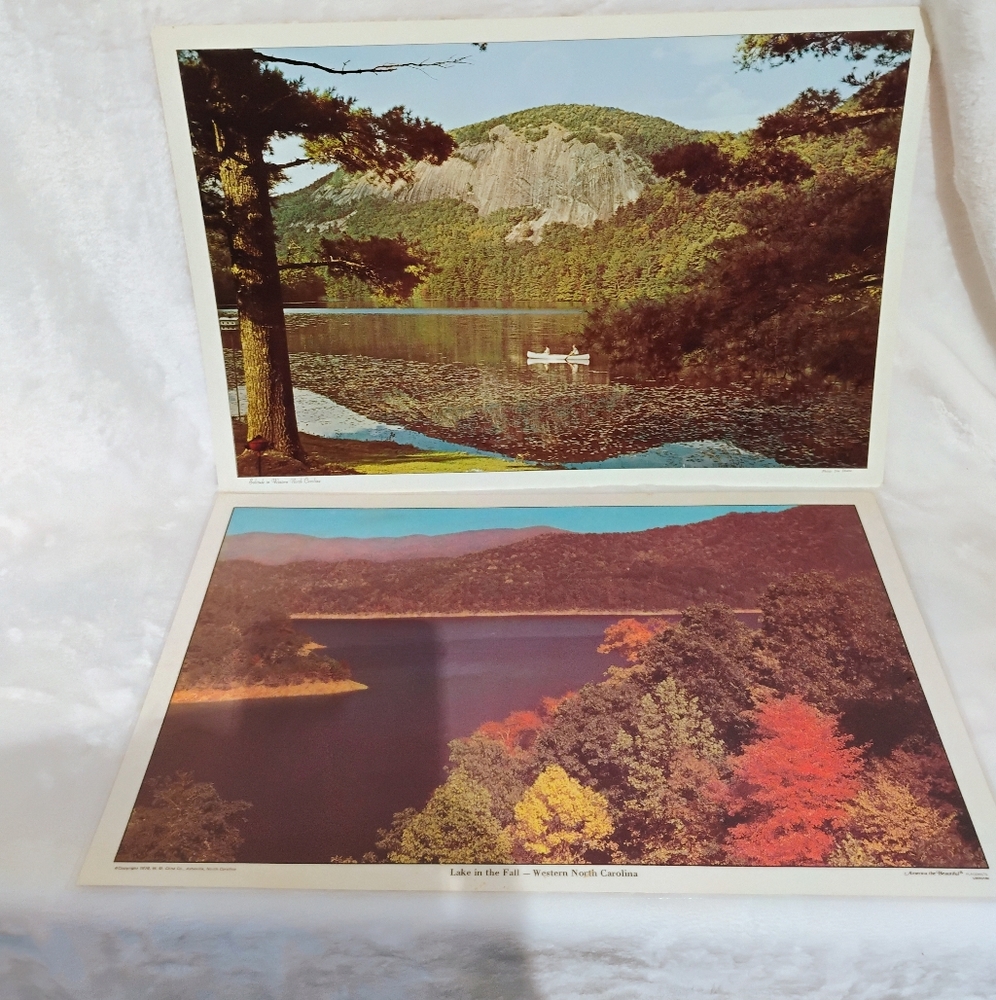 2 Vintage 1976 America the Beautiful Placemats Western North Carolina Set F